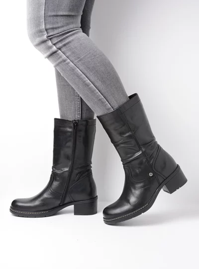 Wolky Mid Calf Boots 01261 Edmonton 30000 black leather