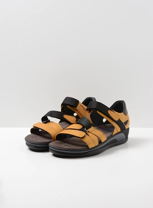wolky sandals 01055 desh 30930 amber leather front