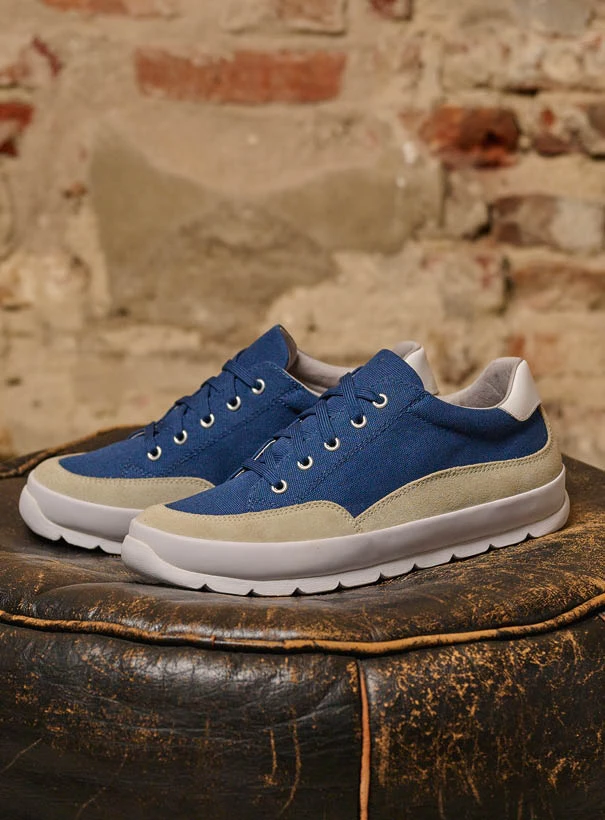 wolky low lace up shoes 01425 babati 94800 blue canvas suede sfeer