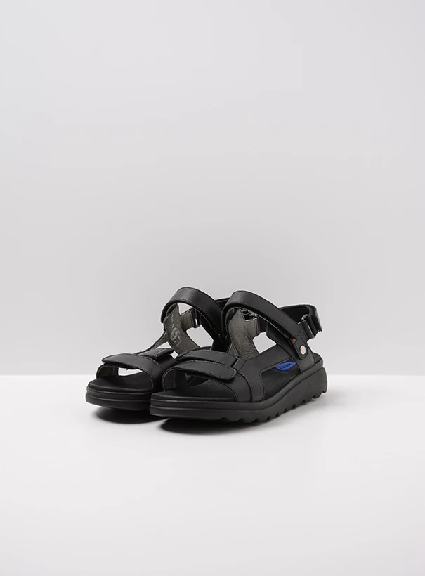 wolky sandals 01525 mile 50000 black leather front