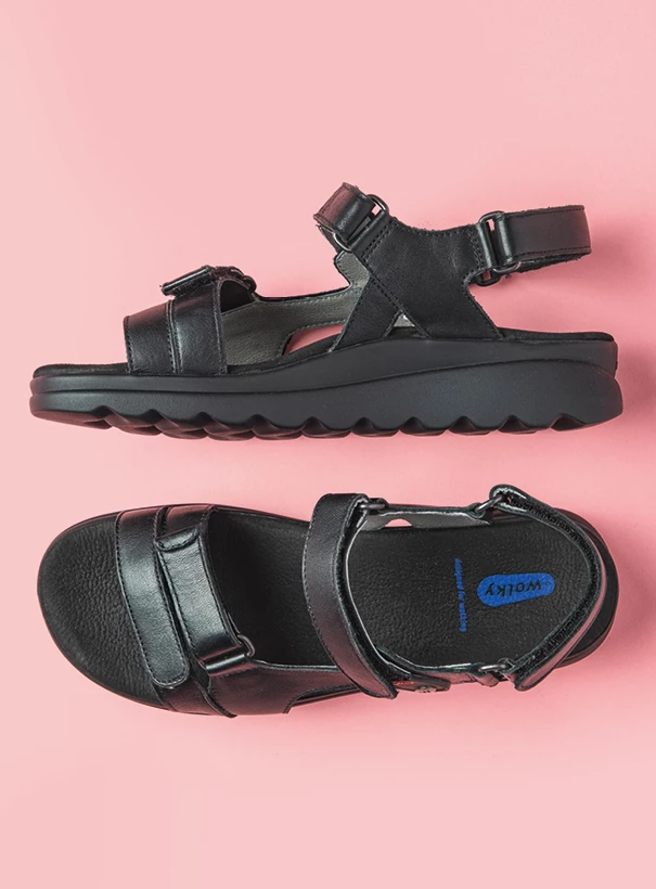 wolky sandals 01525 mile 50000 black leather sfeer