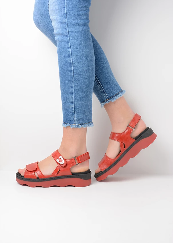 wolky sandals 02350 medusa 33500 red leather sfeer