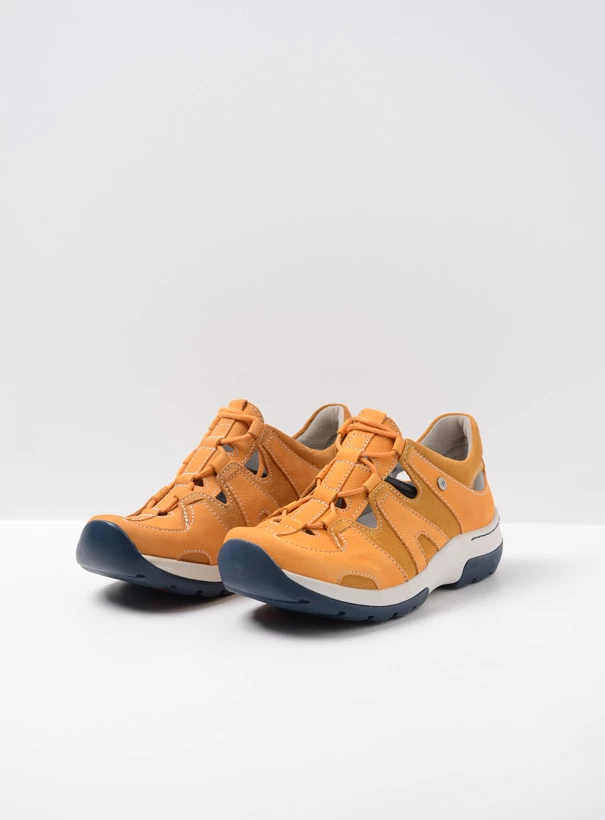 wolky low lace up shoes 03028 nortec 11550 orange ochre nubuck front