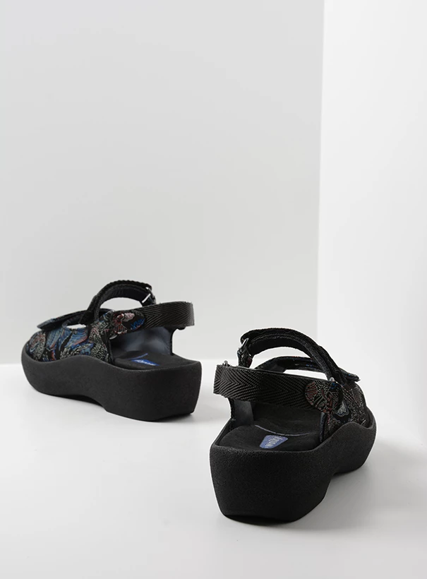 wolky sandals 03204 jewel 68080 black blue suede back
