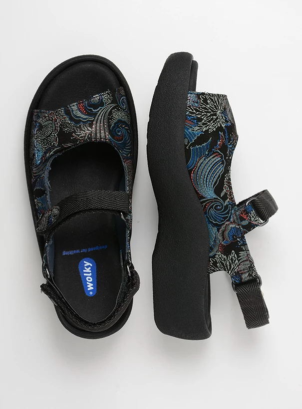 wolky sandals 03204 jewel 68080 black blue suede top