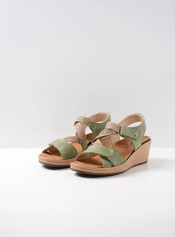 wolky sandals 03550 la jolla 30710 olive green leather front