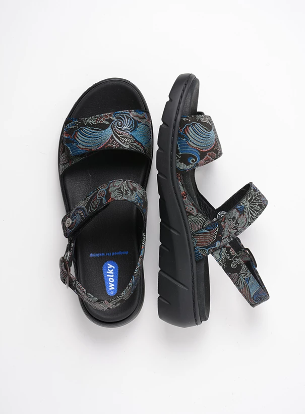 wolky sandals 04104 santorini 68080 black blue suede top