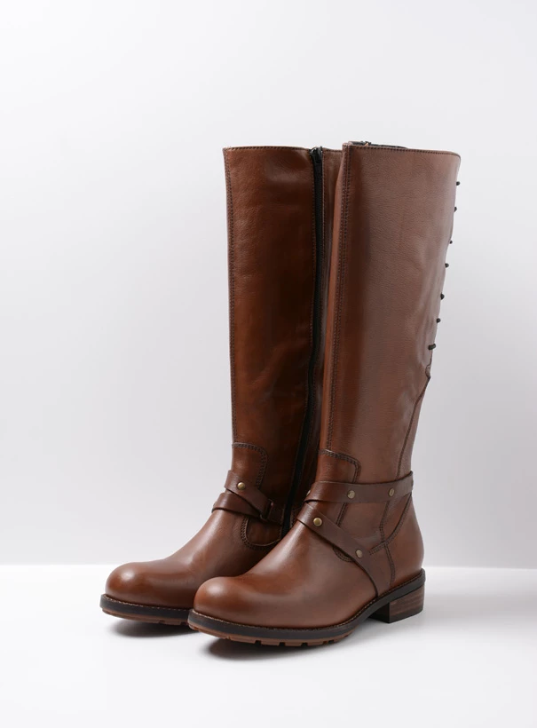 wolky long boots 04433 belmore 20430 cognac leather front
