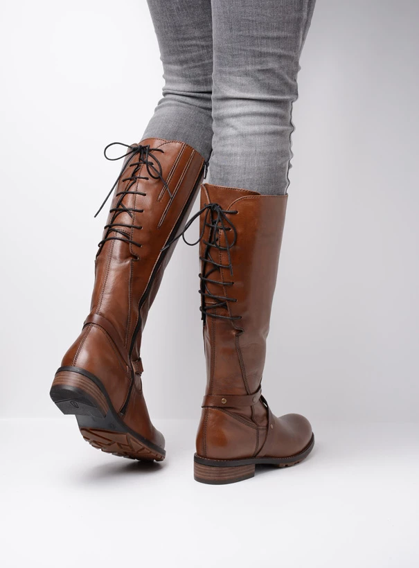 wolky long boots 04433 belmore 20430 cognac leather sfeer